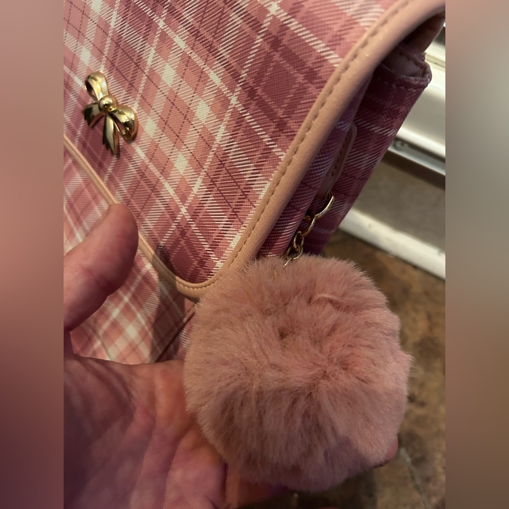 Pink plaid gingham coquette Lolita backpack cottage bag cosplay purse hot topic - Picture 7 of 9